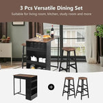 Load image into Gallery viewer, Bar Table and Chairs Set Wooden Counter Height Table Set with 2 Bar Stools, Industrial Bar Table Set with 3 Tier Adjustable Storage Shelves-GCC Home Center