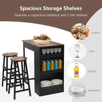Load image into Gallery viewer, Bar Table and Chairs Set Wooden Counter Height Table Set with 2 Bar Stools, Industrial Bar Table Set with 3 Tier Adjustable Storage Shelves-GCC Home Center