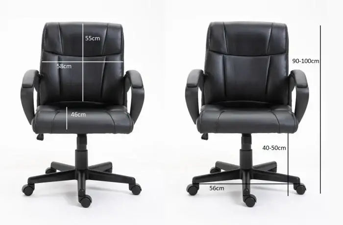 Basics Ergonomic PU Chair - Black Office Chair-GCC Home Center