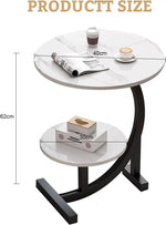 Load image into Gallery viewer, Beauenty Round Side Table Coffee Couch Bedside Table End Table for Small Spaces C Shaped End Table Drink Table for Living Room, Bedroom, Office, Dorm (White Marble)