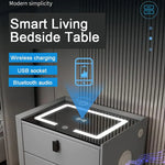 Load image into Gallery viewer, Bedside Table with Three Drawers, Secure Fingerprint Lock Wireless Charging Speaker LED Light-GCC Home Center