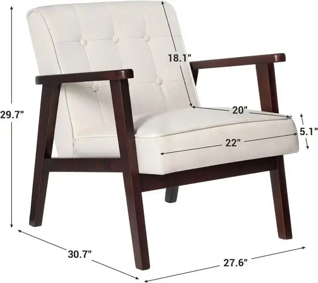 Beige Stylish Lounge Wooden Sofa Chair for Home, Living Room, Dining Room, Lounge, Restaurant (51x56x75cm)-GCC Home Center
