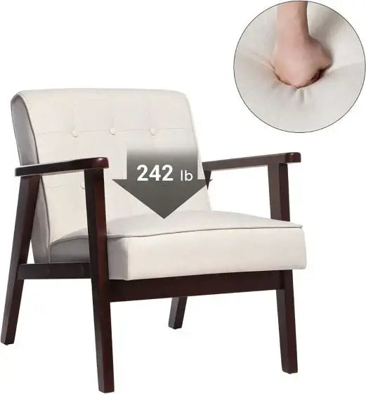 Beige Stylish Lounge Wooden Sofa Chair for Home, Living Room, Dining Room, Lounge, Restaurant (51x56x75cm)-GCC Home Center