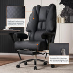 Load image into Gallery viewer, Black pu leather big and tall office chair with deluxe embossed design and scratch-resistant material