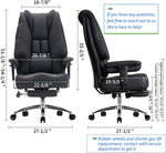 Load image into Gallery viewer, Black leather executive office chair with high back armrests and footrest wide seat ergonomic lumbar support