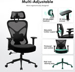 Load image into Gallery viewer, Black mesh big and tall office chair with adjustable lumbar support padded cushion and five-wheel base for desk use