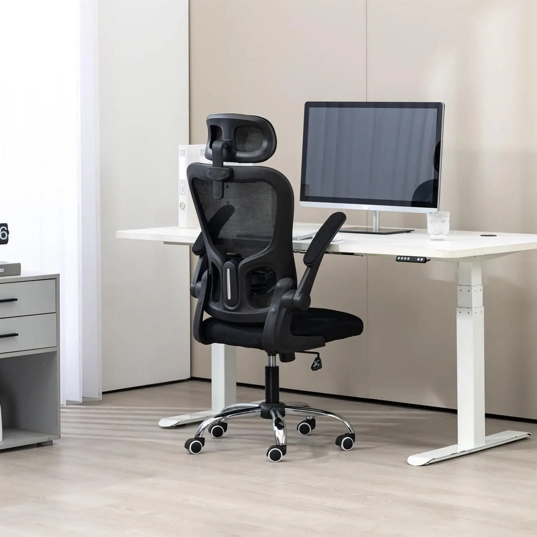 Arabian Mall Ergonomic Black Mesh Office Chair with Lumbar Support and Headrest