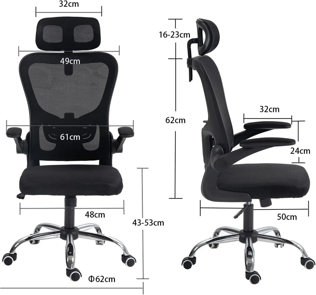 Arabian Mall Ergonomic Black Mesh Office Chair with Lumbar Support and Headrest