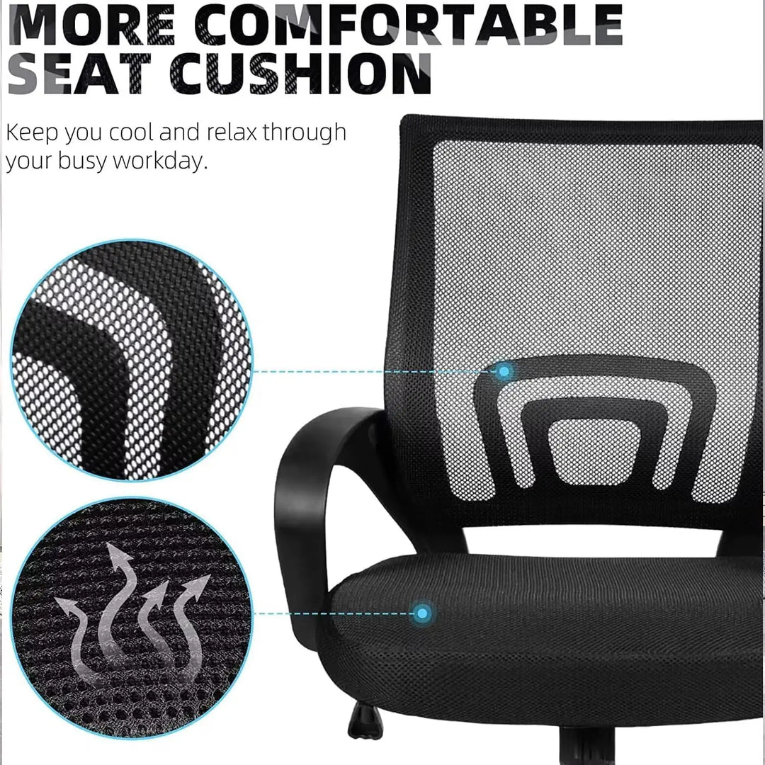 Black mesh office chair with ergonomic back support breathable fabric for computer and conference use