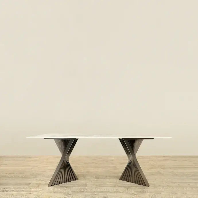 Black Stainless Steel & Sintered Stone Dining Table