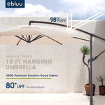 Load image into Gallery viewer, BLUU 10 FT Patio Offset Umbrella Outdoor Cantilever Umbrella Hanging Umbrellas, Fade Resistant Crank &amp; Cross Base