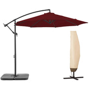 BLUU 10 FT Patio Offset Umbrella Outdoor Cantilever Umbrella Hanging Umbrellas, Fade Resistant Crank & Cross Base