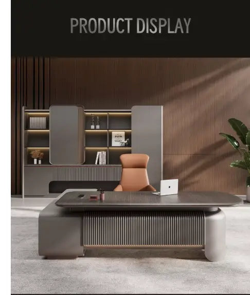 Boss Elegant Office Furniture Set Luxury Wooden Office Desk with Drawers for School or Hospital Use 220X180CM