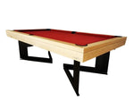 Load image into Gallery viewer, Modern 8ft break us pool table with vibrant red felt, solid natural oak frame, and sleek black metallic legs