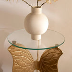 Load image into Gallery viewer, Butterfly Accent Table – Gold | Artistic Glass &amp; Aluminum (40x40x61 cm)