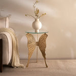 Load image into Gallery viewer, Butterfly Accent Table – Gold | Artistic Glass &amp; Aluminum (40x40x61 cm)