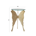 Load image into Gallery viewer, Butterfly Accent Table – Gold | Artistic Glass &amp; Aluminum (40x40x61 cm)