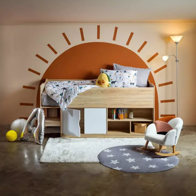 Cabin Bed with 2 Doors and Shelves - 90x190 cm-GCC Home Center
