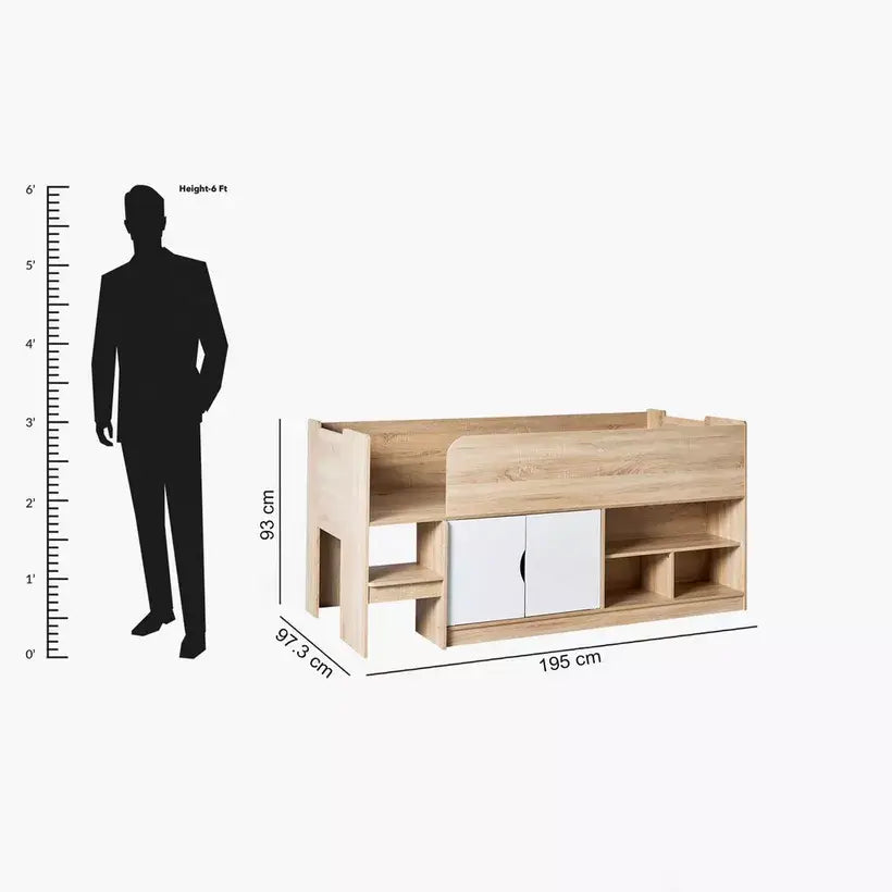 Cabin Bed with 2 Doors and Shelves - 90x190 cm-GCC Home Center