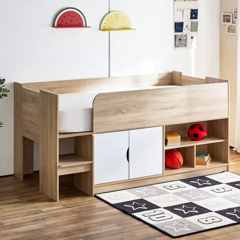 Cabin Bed with 2 Doors and Shelves - 90x190 cm-GCC Home Center