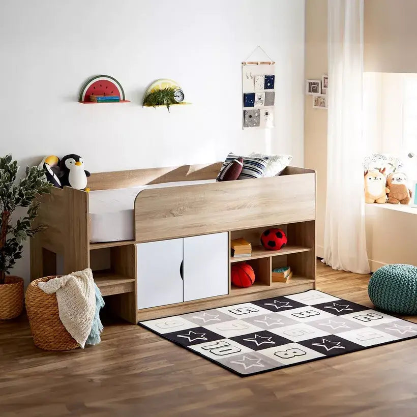Cabin Bed with 2 Doors and Shelves - 90x190 cm-GCC Home Center