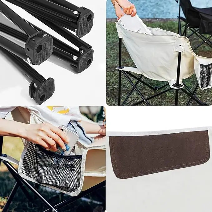 Camping Folding Chair, Heavy Duty Foldable Beach Chair with Cup Holder and Carrying Bag, Portable Camping Chair-GCC Home Center