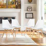 CangLong Mid Century Modern DSW Side Chair with Wood Legs for Kitchen, Living Dining Room, Set of 4, White-GCC Home Center