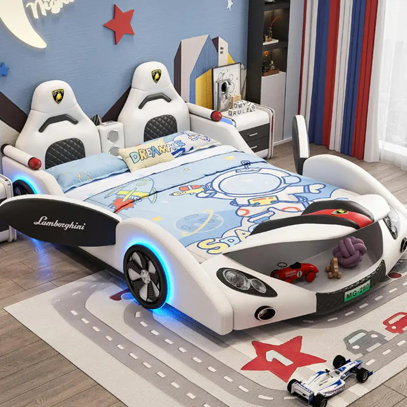 Car Design Racing Guardrail Single Bed Children's Car Bed Furniture for Boy's Bedroom Bed