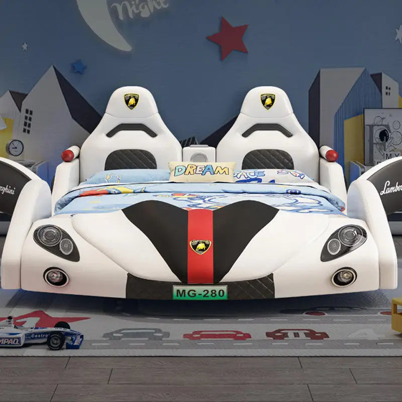 Car Design Racing Guardrail Single Bed Children's Car Bed Furniture for Boy's Bedroom Bed