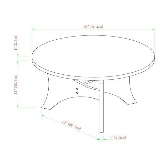 Carson 36″ Tri Leg Coffee Table, Dark Walnut Finish | 3-Leg Design