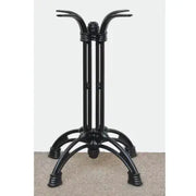 Black wrought iron cast iron heavy 4 leg art deco table base with curved legs and decorative finials