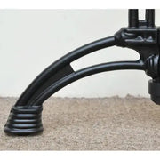 Black cast iron heavy 4 leg art deco table base with ornate curved legs and ribbed feet