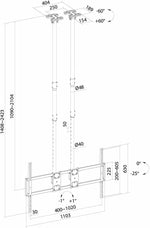 Load image into Gallery viewer, Ceiling TV Mount for 60"–100" TVs, Heavy-Duty Double Rod Ceiling TV Stand, Height Adjustable, Supports up to 120kg, Max VESA 1000x600mm