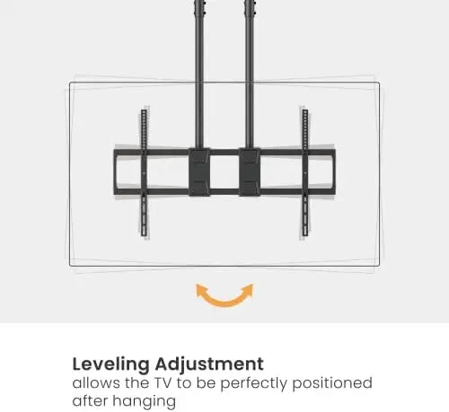 Ceiling TV Mount for 60"–100" TVs, Heavy-Duty Double Rod Ceiling TV Stand, Height Adjustable, Supports up to 120kg, Max VESA 1000x600mm
