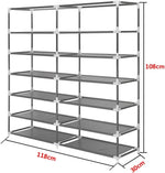 Load image into Gallery viewer, Cestbella Fabric Shoes Rack Cabinet Closet Shoe Storage Organizer with Cover Dustproof Grey 7 Layers 12 Lattices Double Row Shoe Rack for Bedroom Living Room Hallway Holds 36 Pairs Shoe 118x30x108cm