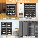 Load image into Gallery viewer, Cestbella Fabric Shoes Rack Cabinet Closet Shoe Storage Organizer with Cover Dustproof Grey 7 Layers 12 Lattices Double Row Shoe Rack for Bedroom Living Room Hallway Holds 36 Pairs Shoe 118x30x108cm
