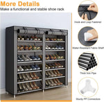 Load image into Gallery viewer, Cestbella Fabric Shoes Rack Cabinet Closet Shoe Storage Organizer with Cover Dustproof Grey 7 Layers 12 Lattices Double Row Shoe Rack for Bedroom Living Room Hallway Holds 36 Pairs Shoe 118x30x108cm