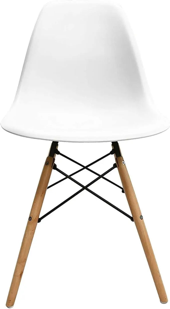 Chair with Walnut Wood Legs For Dining Room Chair Or Office, Lounge Chair Without Arms - White-GCC Home Center