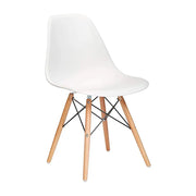Chair with Walnut Wood Legs For Dining Room Chair Or Office, Lounge Chair Without Arms - White-GCC Home Center