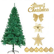 USOR Christmas Tree 1.8m- Decorations Holiday Party Gift Home Garden Store Decor Metal Stand Golden Balls Tulle Holiday Green Trees with 1200 Realistic Branch Tips Christmas Tree Indoor Outdoor 6 FT