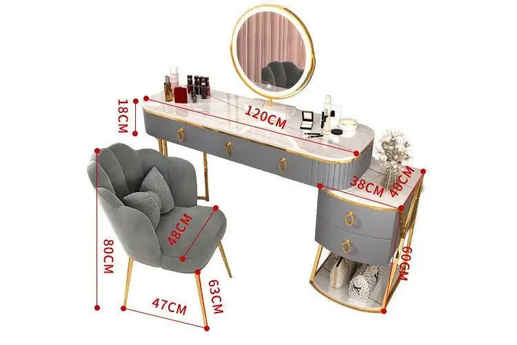 Classic Advanced Solid Wood Dressing Table, Bedroom Makeup Table, with Smart Mirror, Side Table and Chair-GCC Home Center