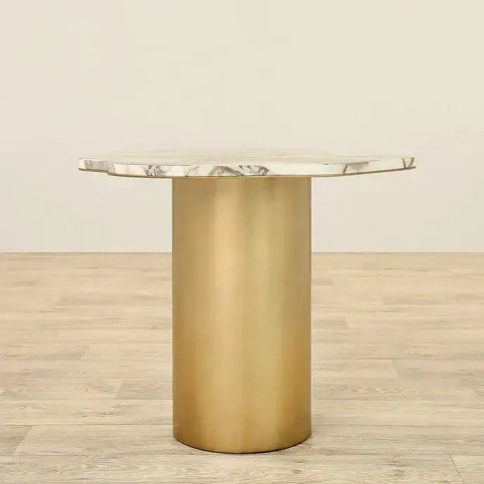 Coffee & Side Table Set – Faux Marble & Bronze Brushed Stainless Steel