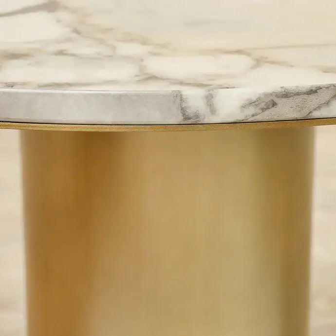 Coffee & Side Table Set – Faux Marble & Bronze Brushed Stainless Steel