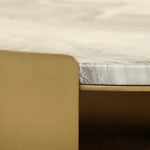 Load image into Gallery viewer, Coffee &amp; Side Table Set – Sintered Stone &amp; Brushed Gold / Faux Marble &amp; Coffee Brown Base