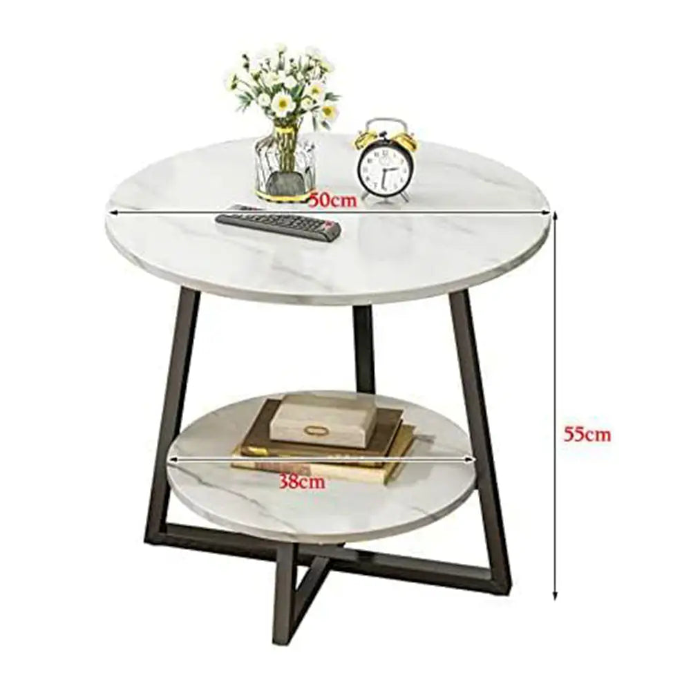 Coffee Table, Bedside End Table, Lamp Table for Living Room Bedroom - White & Gold-GCC Home Center