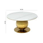 Load image into Gallery viewer, Coffee Table – Modern Round White &amp; Gold Sintered Stone Design