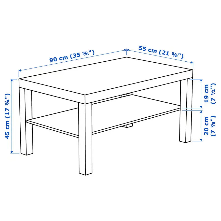 Coffee Table, White Stained Oak Effect, 90×55 cm