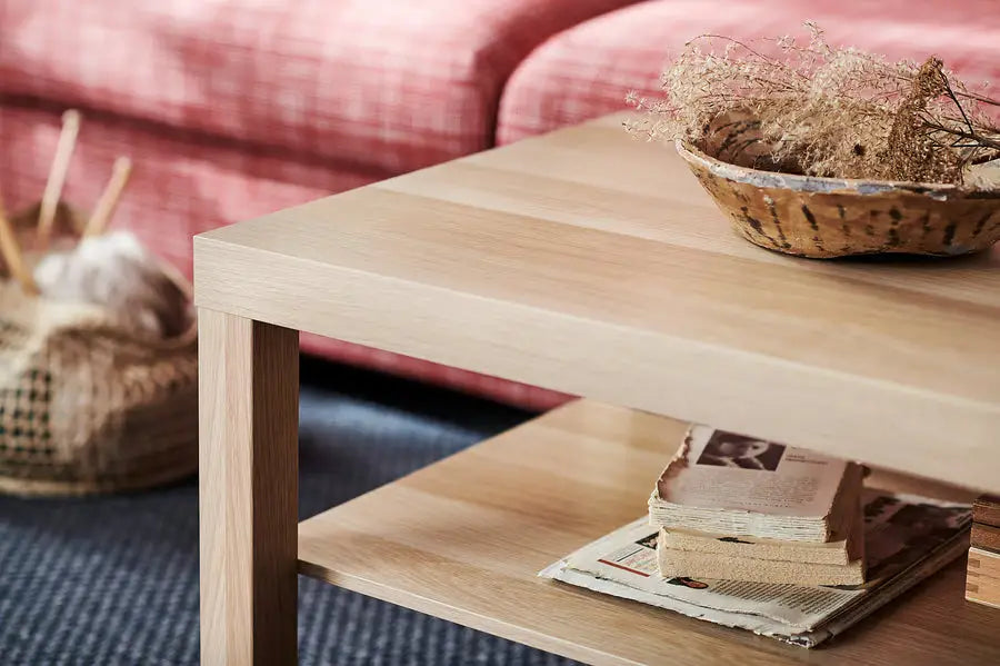 Coffee Table, White Stained Oak Effect, 90×55 cm