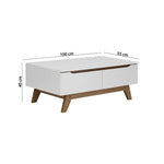 Load image into Gallery viewer, Coffee Table with 2 Storage Drawers - White &amp; Oak Wooden