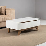 Load image into Gallery viewer, Coffee Table with 2 Storage Drawers - White &amp; Oak Wooden
